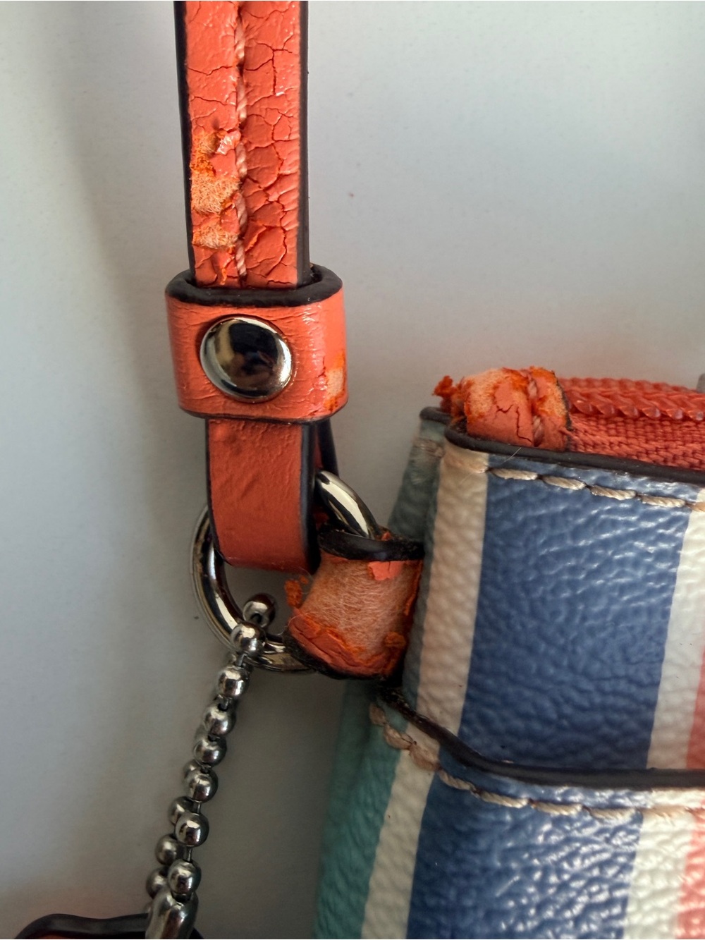 Coach Striped Wristlet in Coral, Pink, Blue & Yellow - Picture 3 of 3